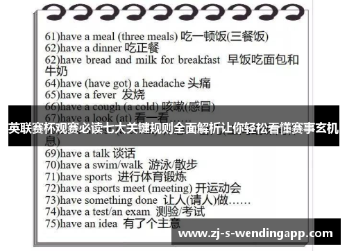 英联赛杯观赛必读七大关键规则全面解析让你轻松看懂赛事玄机